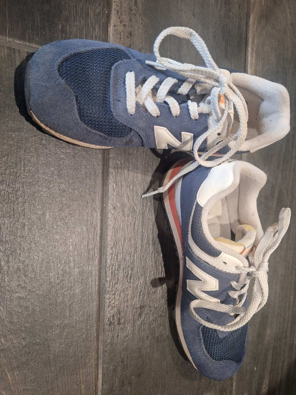 New Balance Kids' Navy and White Sneakers with Red Accent